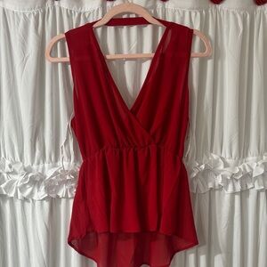 Papaya Red Sleeveless Top